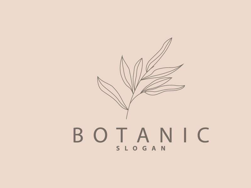 Leaf Line Logo, Beautiful Hand Drawn Design