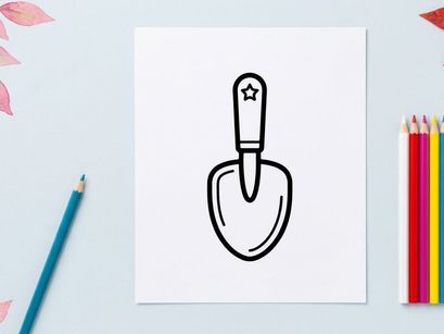 Garden trowel icon. Hand shovel tool for planting and gardening.
