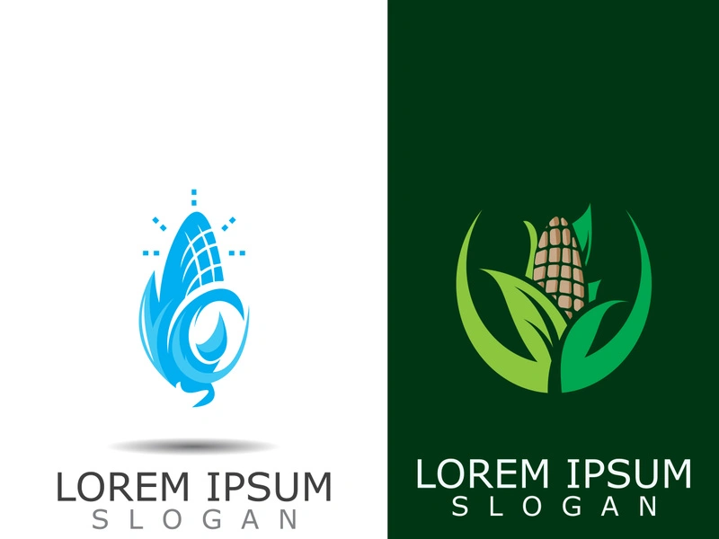 Corn simple logo design agriculture farming vector template