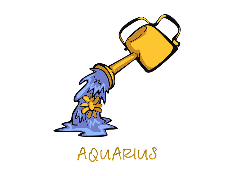 Aquarius zodiac sign accessory flat cartoon vector illustration
