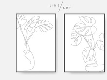 Monstera leaf line art