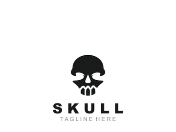 Skull skeleton logo vintage template idea on white background preview picture