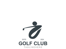Golf player logo sport simple and modern creative design template