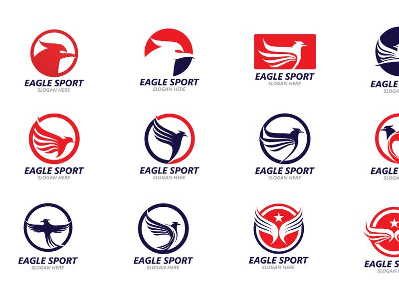 Wing Bird Falcon red logo vector