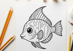 Cute cartoon fish swimming vector illustration flat design