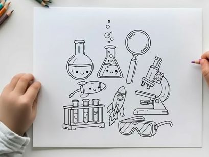 Cute science lab equipment vector illustration flat design