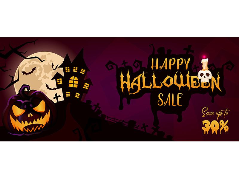 Happy Halloween sale banner cartoon template