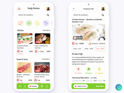 Buy Meat Products Online Shop Mobile App UI Kit