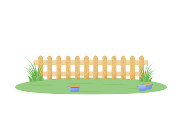 Backyard with fence flat color vector illustration preview picture