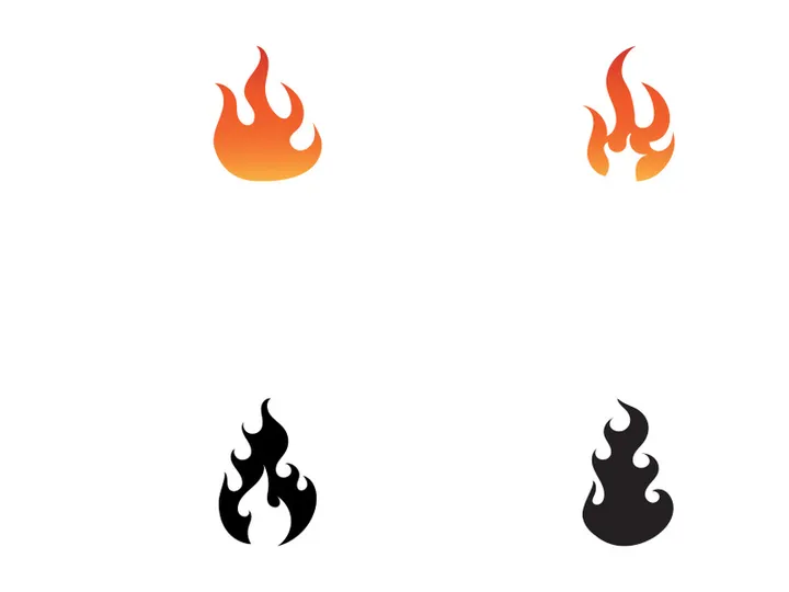 Fire or flame logo, fireball logo, and embers. Using a vector design concept.