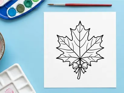 Ilustración elegante de hoja de arce para diseños naturales y estacionales. Dibujo botánico artístico para proyectos ecológicos y temas otoñales.