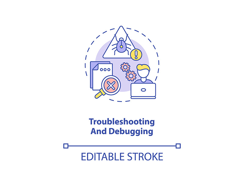 Troubleshooting and debugging concept icon