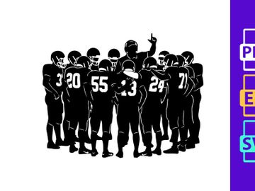 American football team huddle in black and white silhouette preview picture