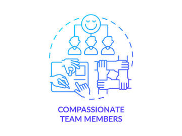 Compassionate team members blue gradient concept icon preview picture