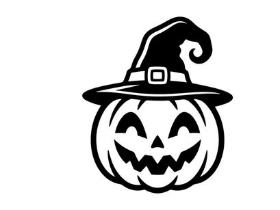 Halloween Pumpkin with Witch Hat for Fall and Holiday Decor