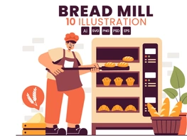 10 Traditional Bread Mill Illustration preview picture