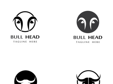 Retro vintage bull head horns logo design. preview picture