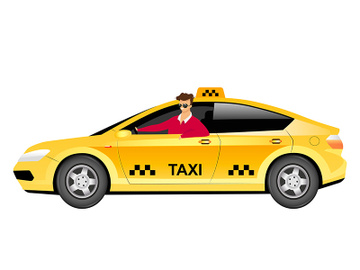Taxi driver in car flat color vector faceless character preview picture