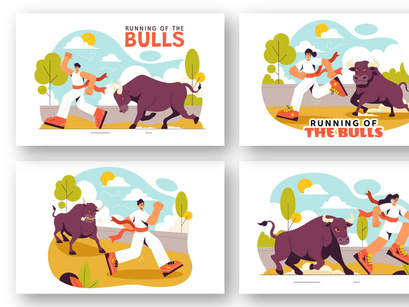 9 Running of the Bulls Illustration