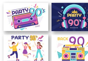 90s Retro Party Illustration