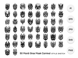 Mardi Gras Mask Carnival Element Black preview picture
