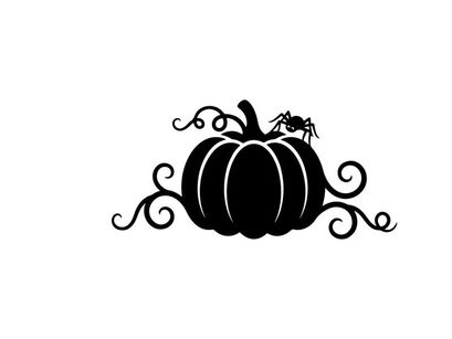 Halloween Pumpkin Silhouette with Swirling Vines and Spider