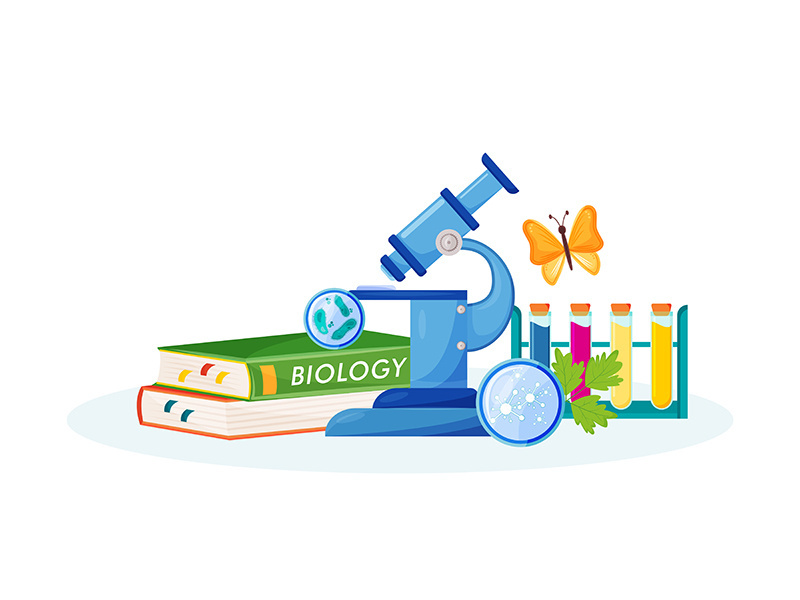 Biology flat concept vector illustration