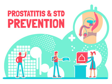 Prostatitis and STD prevention poster flat vector template preview picture