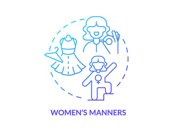 Women manners blue gradient concept icon preview picture