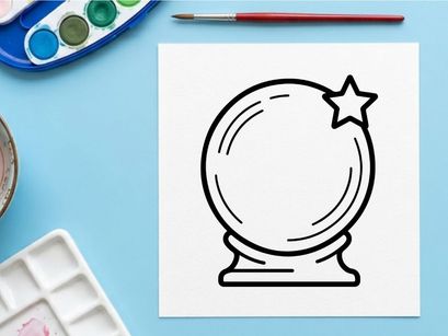 Bola de cristal mágica com estrela brilhante para adivinhação e quiromancia. Orbe místico que simboliza previsões, espiritualidade e insights sobre o futuro.