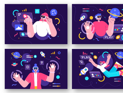 9 Virtual Reality Metaverse Illustration