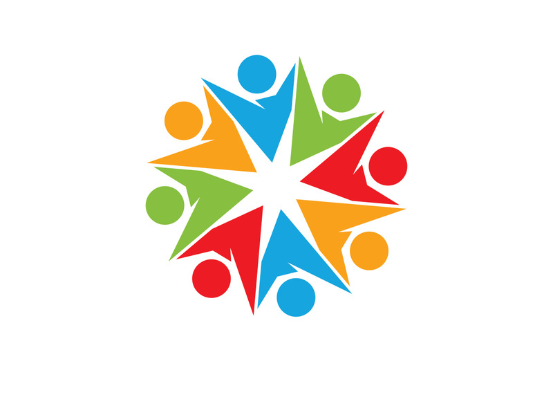 community logo design colorful with  logo vector icon
