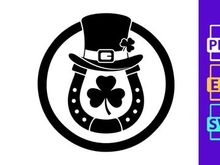 St. Patrick's Day Icon: Hat, Horseshoe, Clover