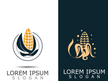 Corn simple logo design agriculture farming vector template
