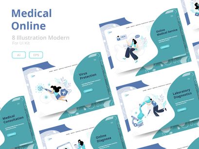 Medical Online sets Illustration