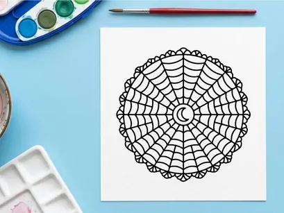 Hand-drawn mandala design with intricate floral patterns. Circular geometric art for coloring books and digital templates.