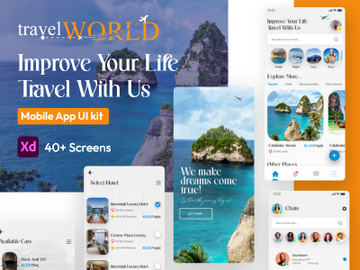 Travel world App - Adobe XD Mobile UI Kit preview picture