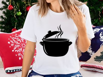 Steaming pot with open lid