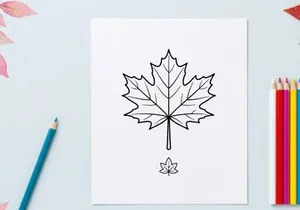 Ilustração detalhada de folha de bordo para projetos de natureza e botânica. Desenho artístico de folha para uso em design e educacional.