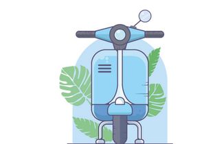 vintage moto scooter. Isolated Vector illustration