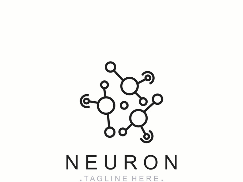 Neuron logo or nerve cell healthy abstract molecule design template