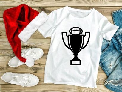 American football trophy icon with ball on top