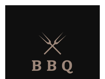 Simple Barbecue Vintage hot grill, with crossed flames and spatula. Logo for restaurant, badge, cafe and bar.vector preview picture