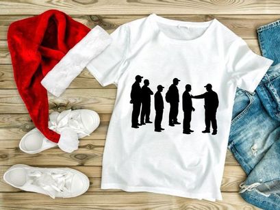 Silhouette of a line of people with one person reaching out to another