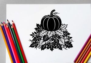 Pumpkin with Leaves for Autumn Harvest and Fall Decor