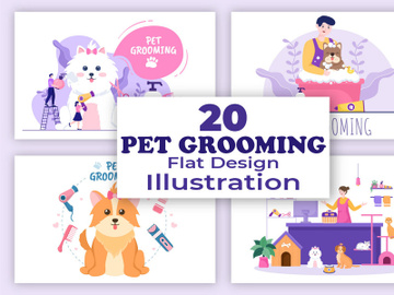 20 Pet Grooming for Dogs and Cats Illustration preview picture