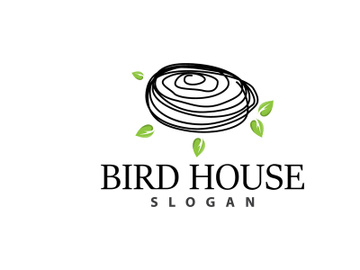 Bird Nest Logo, Bird House Shelter Vector preview picture