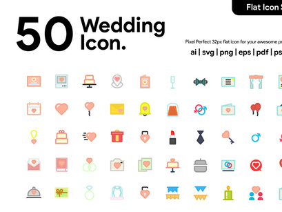 50 Wedding Flat Icon