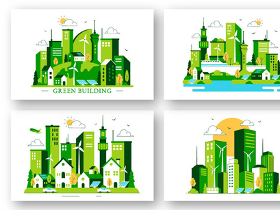 10 Green Building Illustration