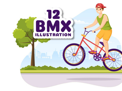 12 BMX Bicycle Sport Illustration